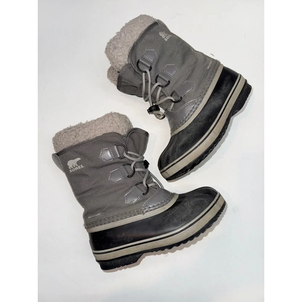 SOREL $90 Youth Unisex 1 Gray/Black Waterproof Yoot Pac Insulated Snow Boots